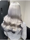 11388ホワイトブロンド韓国風巻きワンホンヘアホワイトアッシュ