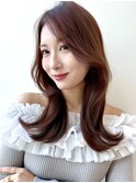 韓国レイヤーカット2wayバングカットマロンベージュKA-58