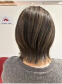ハイライトカラー,インナー,グレー,グレージュ,ウルフ【草加】