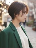 大人可愛い30代40代50代小顔マッシュショート丸みショート