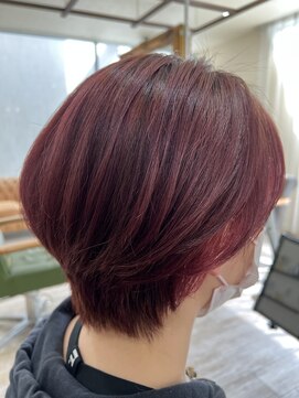 ラボヌールヘアーノーブル 新越谷店(La Bonheur hair noble) 春先取りベリーピンク×くびれショート