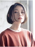 前下がりボブ/切りっぱなしボブ/ミルクティーベージュ/ミニボブ