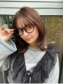 ベージュインナーカラーショートボブレイヤーミディアム前髪