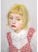 イエローカラー×あご下外ハネボブ