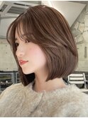 韓国ヘアグレージュカラーブリーチ無し髪質改善イヤリングカラー