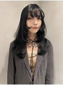黒髪/ボブルフ/ネビージュ/小顔/ワンレン/梅田/髪質改善/前髪