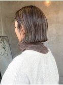 ハイライトローライト切りっぱなしボブ3Dカラーパッツン