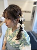 浴衣ヘアアレンジ/編み下ろし/ヘアセット