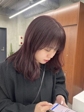 ニコ トウキョウ 渋谷(nico TOKYO) ダブルカラーチェリーレッドピンクブラウン韓国レイヤーロング