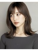 ナチュラルブラウン/20代30代40代外ハネミディアムレイヤー/獨協