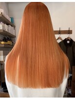 ナタン 自由が丘(NATHAN)&nbsp;オレンジベージュダブルカラーケアブリーチインナーカラーボブ