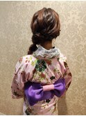 サイドアレンジ&つけ襟レースの浴衣