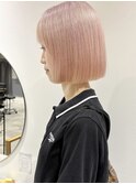 ボブハイトーンブリーチペールピンクベージュベビーピンク夏人気