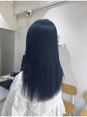 透明感ネイビーブルーカラースタイル 韓国ヘア