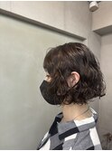 くびれヘア/暗めカラー/アプリコットオレンジ/縮毛矯正