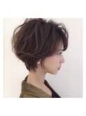 小顔に見せるショートボブ/髪質改善/ハイライト/白髪ぼかし
