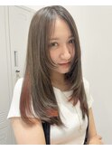 オレンジインナーカラー×ベージュ