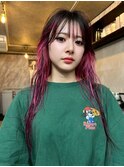 セミロングアンブレラカラーミニウルフショートウルフ前髪50代