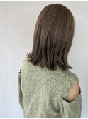 オリーブグレージュ/ロングボブ/20代/30代/40代