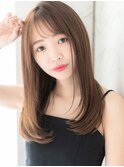 美髪レイヤーカット前髪カット/銀座/艶髪/大人ストレートヘア