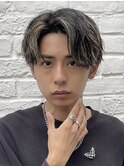 原宿毛流れセンターパートカットニュアンスパーマツーブロック