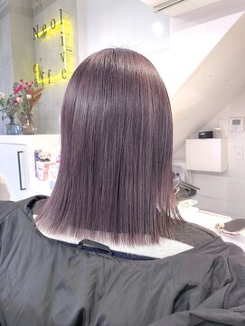 ネオリーブカフ 鶴ヶ峰店(Neolive caff) ラベンダーベージュ　切りっぱなし　ダブルカラー