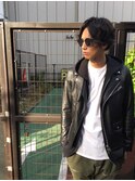 センターパート×ナチュラルパーマ