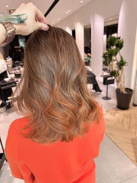 ステア ケース(stair case) 大人かわいい裾カラーハイライトオレンジベージュ