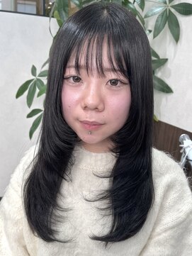 ベルヘアーデザイン 堺東(Belle hair Design) 顔周りレイヤーカットアディクシーカラーブリーチなし堺東韓国風