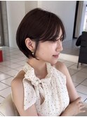 大人かわいいショートボブ/耳掛けショートレイヤー/透明感カラー
