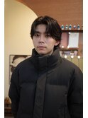 メンズセンターパートニュアンスパーマコンマバング韓国ヘア岡山