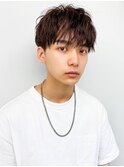 ブラウンマッシュ無造作パーマ