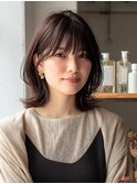 オトナな長め前髪のシースルーロブ