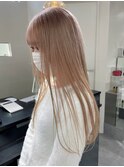 2429栗色ダスティーピンクバイカラー逆グラデーション艶感ロング