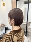 【Yuki】耳掛けミニボブ×ピンクベージュ