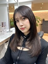 前髪あり髪質改善姫カットセミディカールシアーカラー縮毛矯正