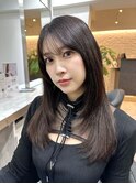 前髪あり髪質改善姫カットセミディカールシアーカラー縮毛矯正