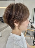 切りっぱなしボブ/ブルーブラック/ミニボブ/似合わせカット