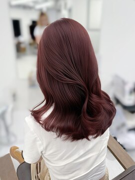 ハピネス 梅田茶屋町店(HAPPINESS) レイヤーカット/韓国ヘア/ワインレッド/ブリーチなし/髪質改善
