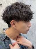 大分メンズ刈り上げツーブロックマッシュ波巻きスパイラルパーマ