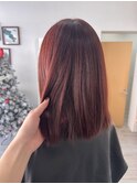 チェリーレッド　ブリーチなしカラー　赤髪　姫路