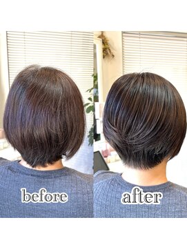 白髪ぼかしカラー　ショートカット