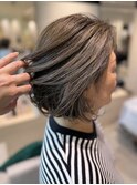 白髪が顔まわりに集中している方向け ハイライトで白髪ぼかし