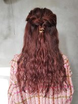 テトヘアー(teto hair) パーマロング　コーラル　ピンク　暖色系カラー　スパイラル
