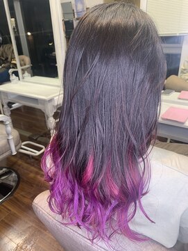 ジウ 上通り(JIU) 20代30代小顔ゆるふわロンググレージュグラピンクパープル