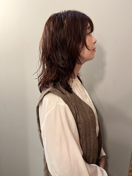 サンプラス(san+) 【柏原良亮】ミディアムレイヤー×ニュアンスパーマ