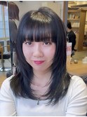韓国風/レイヤーカット/フルバング/グレージュカラー