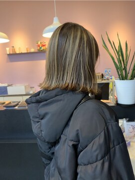 アヴァンス 北花田店(AVANCE) 【#筋感ハイライトボブ】×ミルクティーベージュ