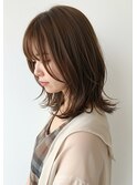 30代40代50代髪質改善外ハネミディアムレイヤー縮毛矯正