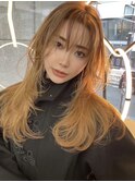 くびれヘア/アプリコットオレンジ/夏/ハイライトカラー[銀座駅]